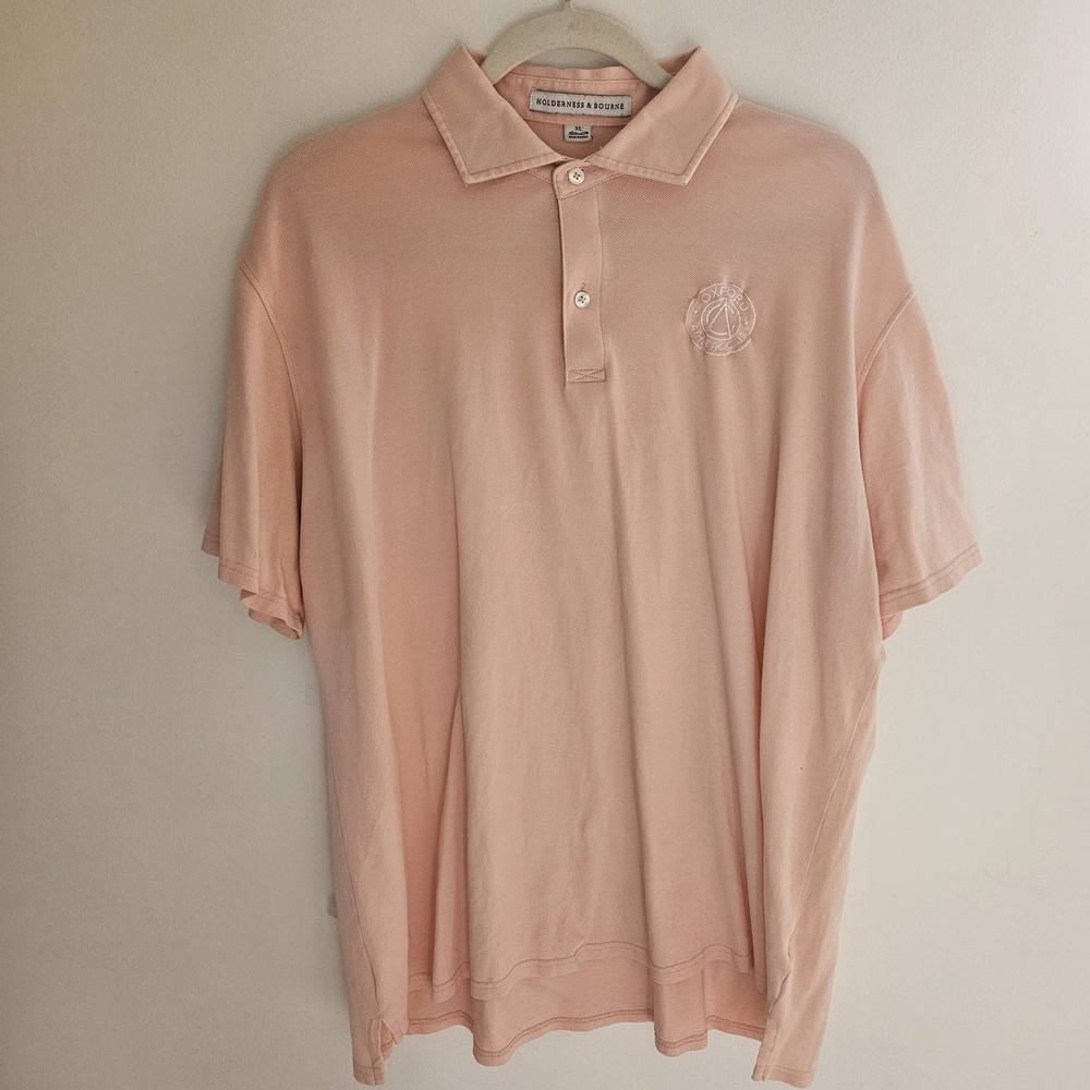 Holderness & Bourne Polo Oxford Athletic Mens XL Peach Tailored Fit Golf Shirt